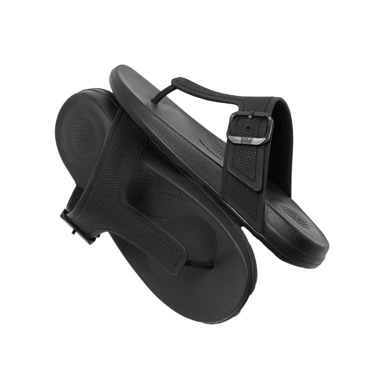 Black - Pack Shot - Fit Flop Womens-Ladies iQushion Flip Flops