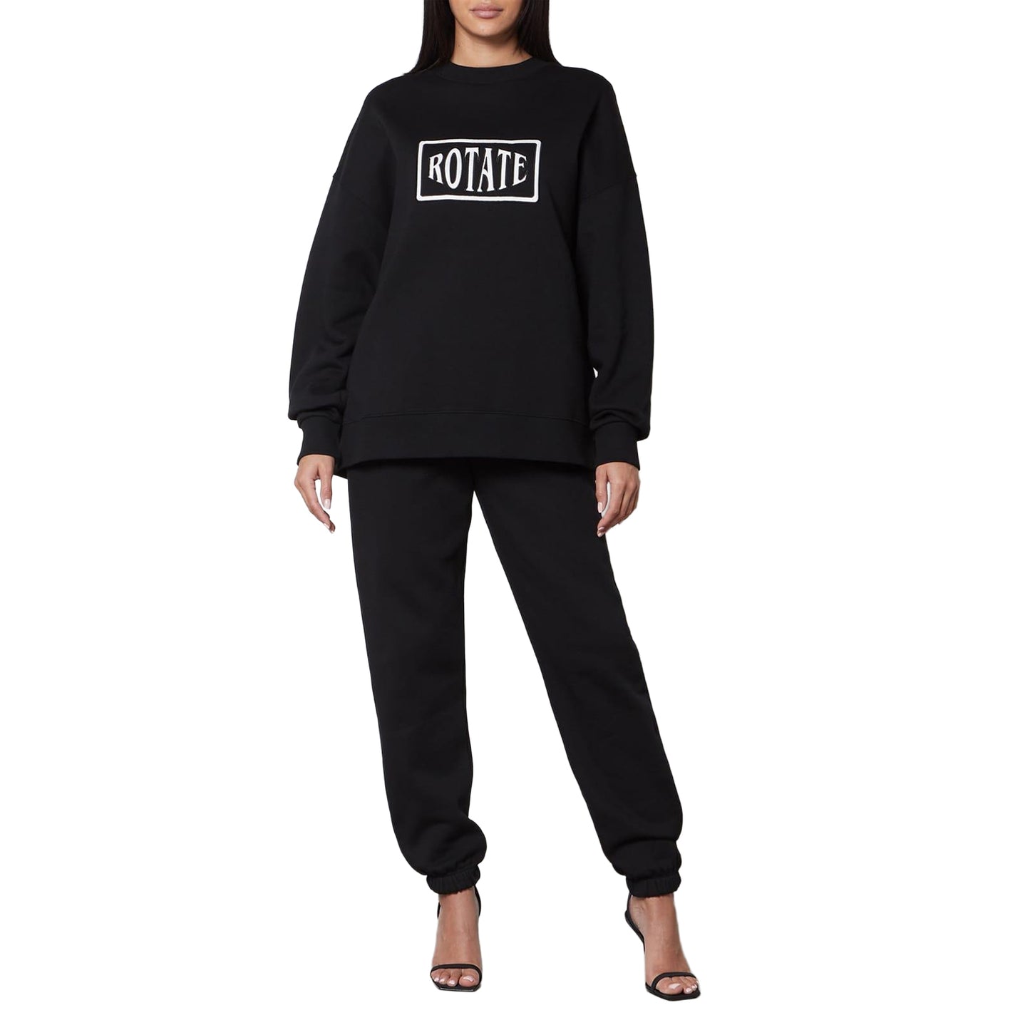 Black - Side - Rotate Sunday Womens-Ladies Logo Sweatshirt