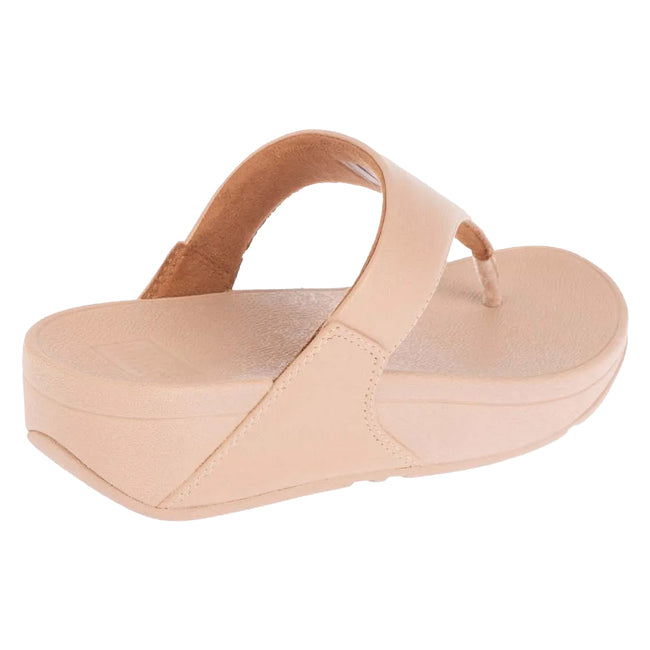 Beige - Back - FitFlop Womens-Ladies Lulu Shimmer Toe Post Sandals