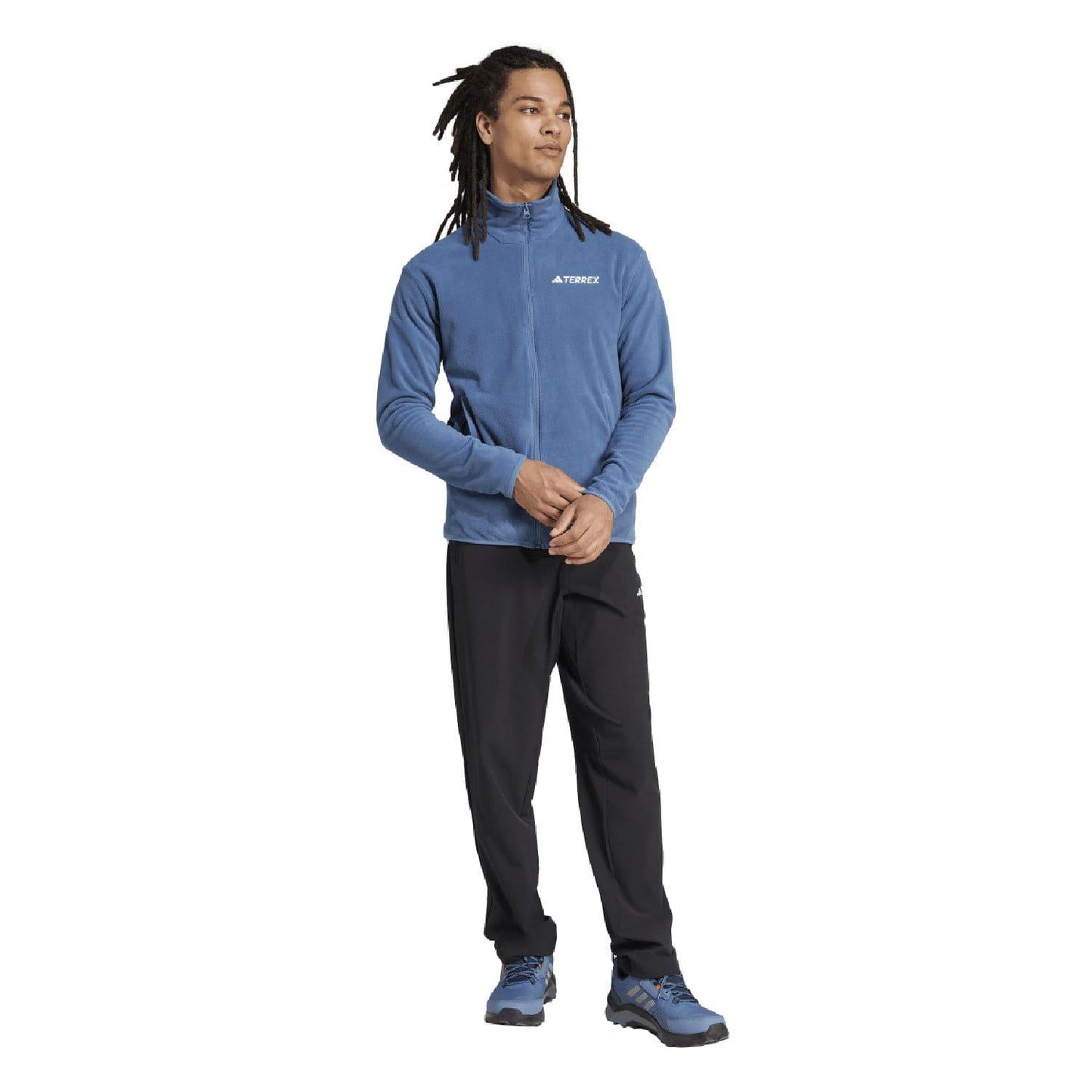 Grey - Close up - Adidas Mens Terrex Multi Essentials Half Zip Fleece Top