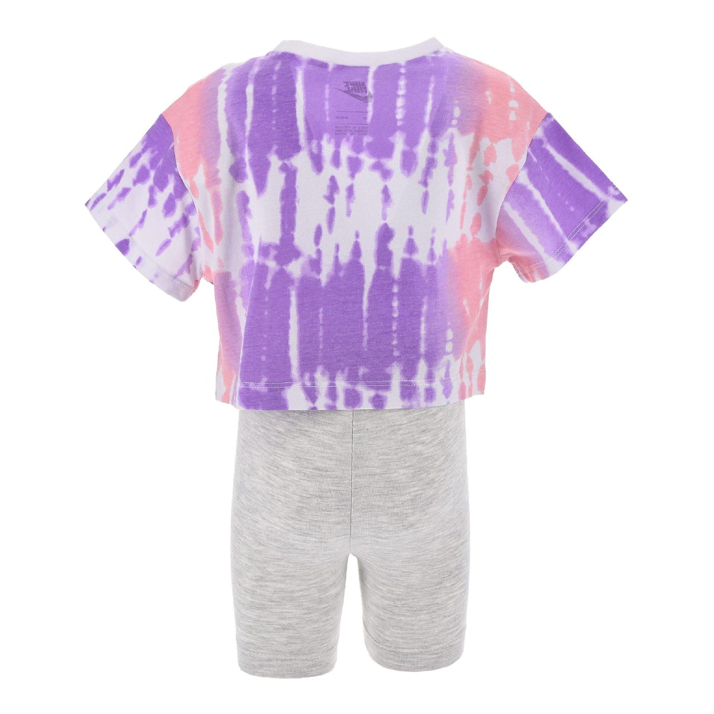 Grey - Back - Nike Childrens-Kids Boxy Top & Shorts Set