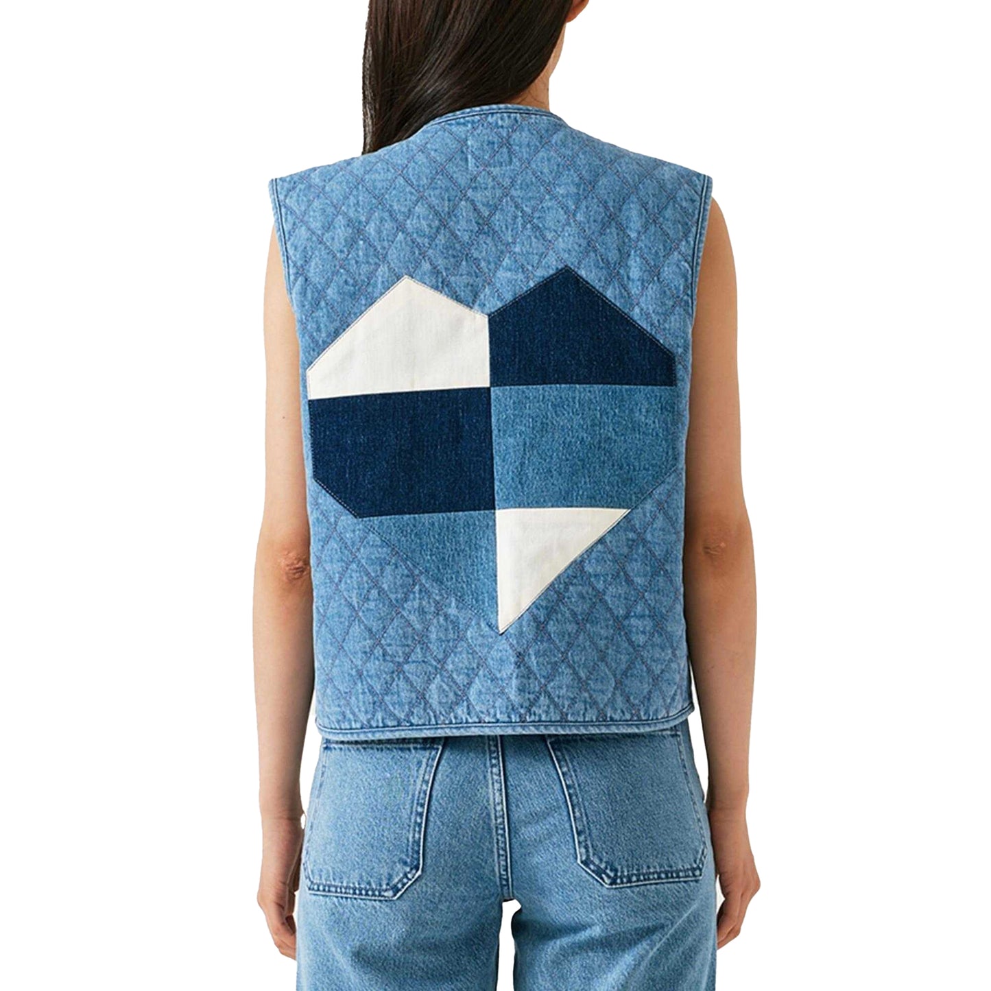 Blue - Back - seventy + mochi Womens-Ladies Aria Quilted Jacket