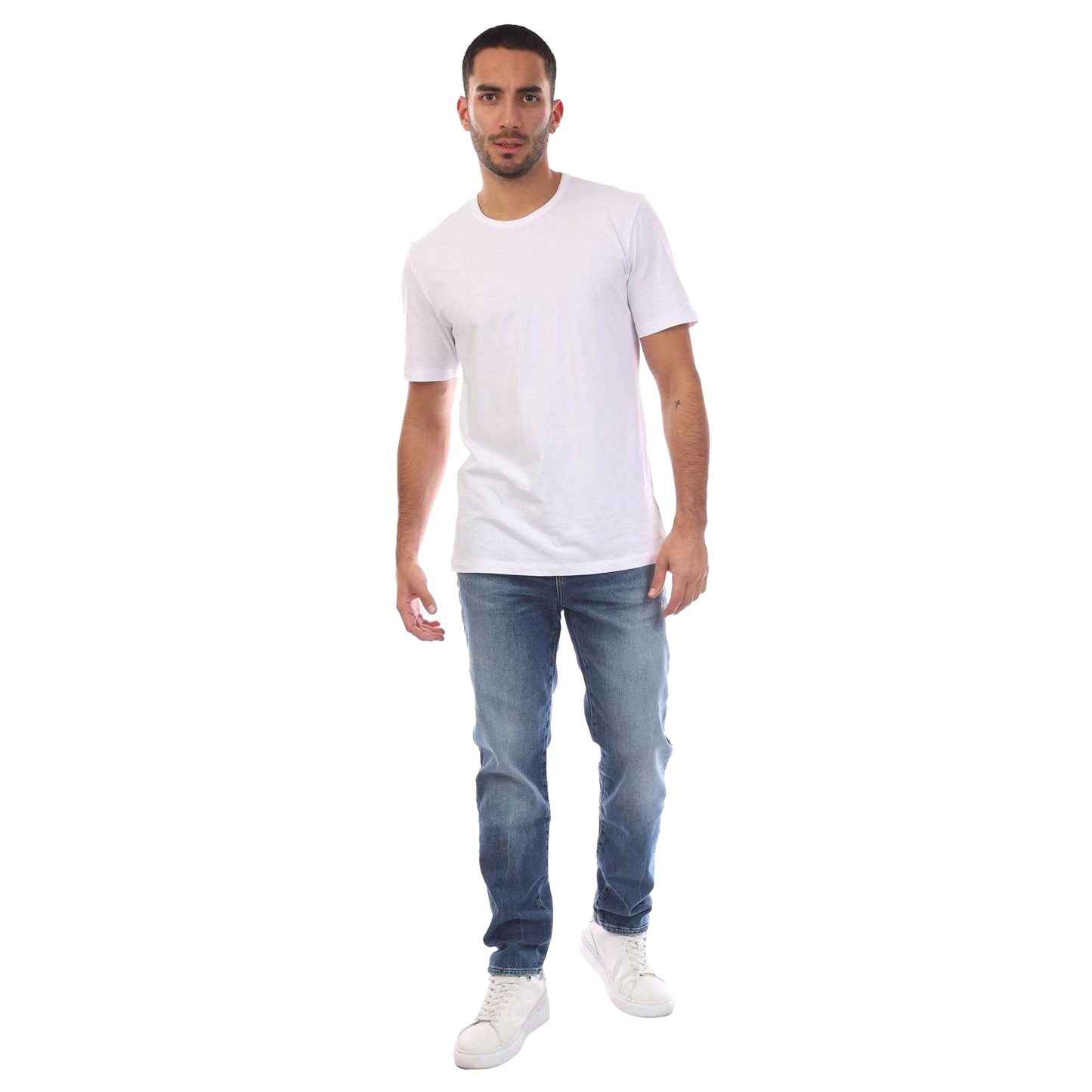 White - Lifestyle - Boss Mens Plain T-Shirt (Pack of 5)