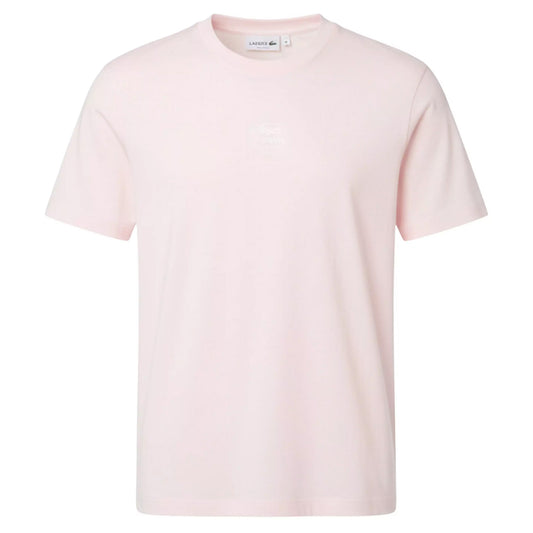 Pink - Front - Lacoste Unisex Adult Signature Print Cotton T-Shirt
