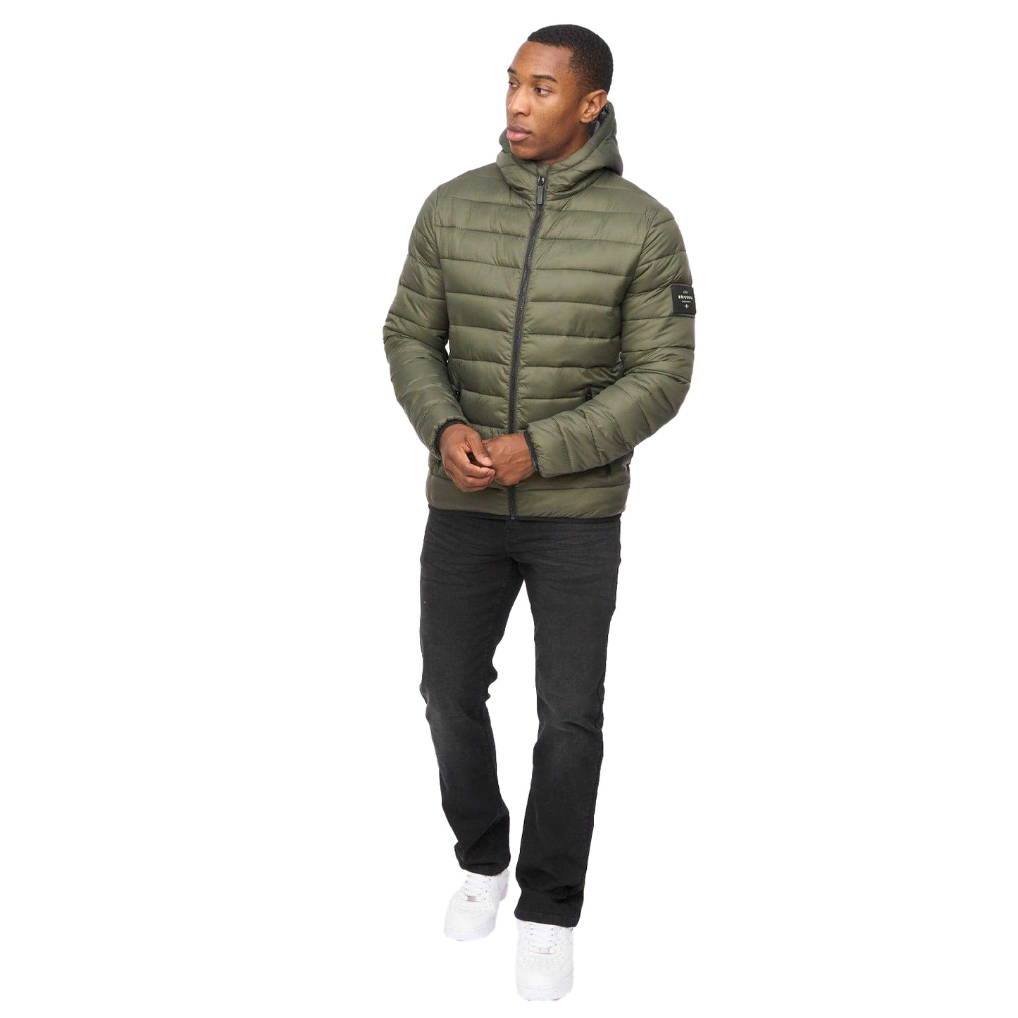 Green - Close up - Crosshatch Mens Gattering Jacket