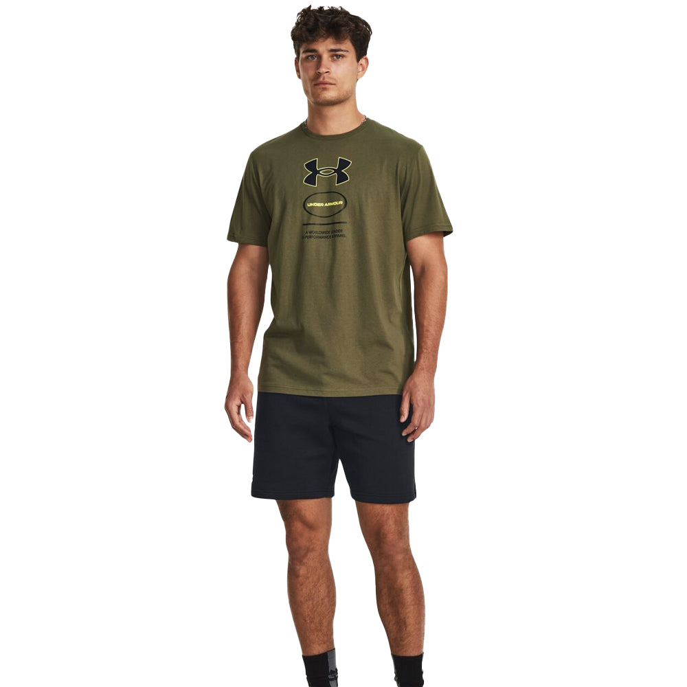 Green - Side - Under Armour Mens Stacked Logo T-Shirt