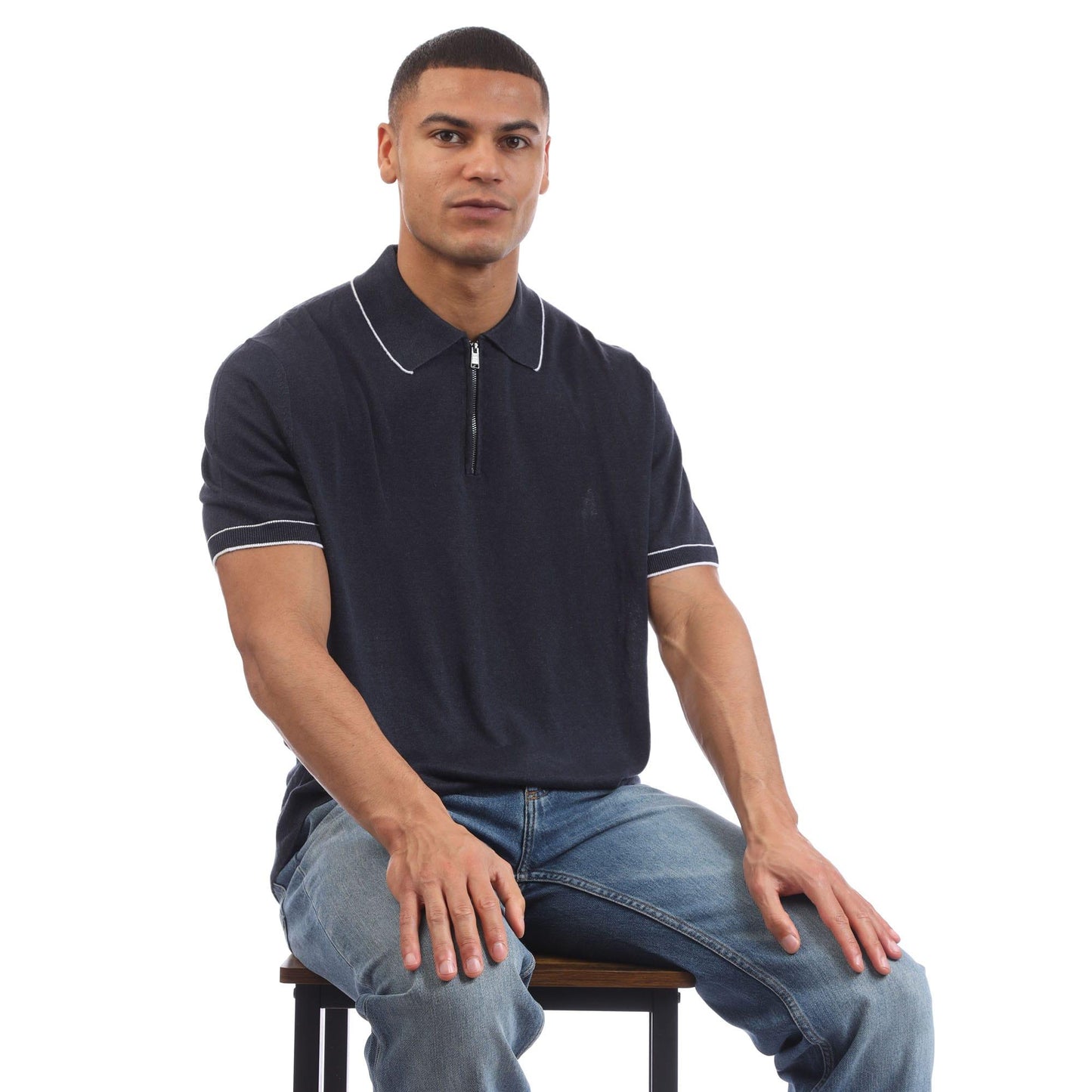 Blue - Lifestyle - Boss Mens H-Jiovanotto Linen Blend Knitted Polo Shirt