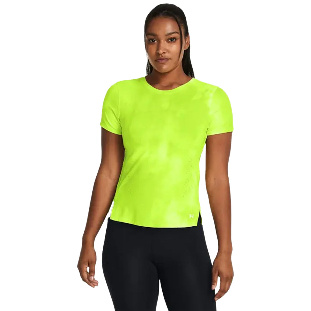Yellow - Side - Under Armour Womens-Ladies Launch Elite Printed T-Shirt