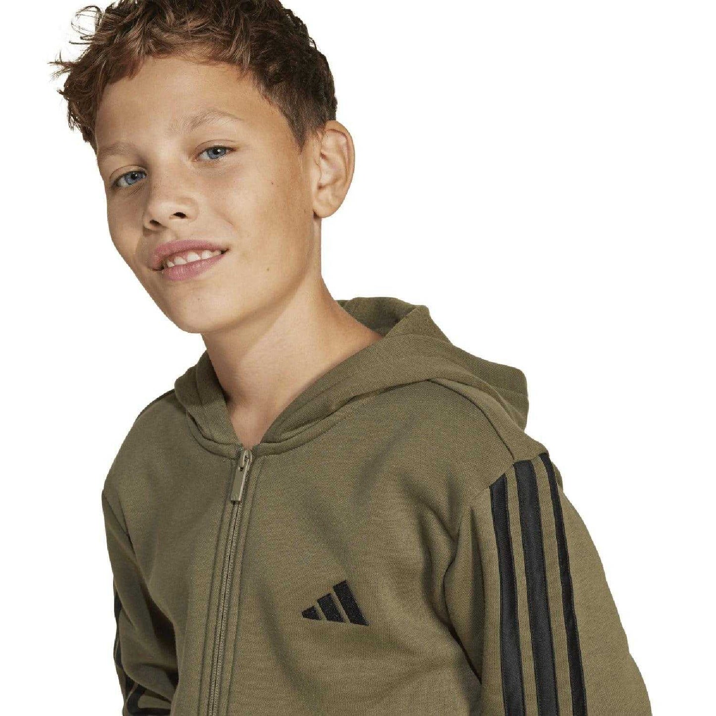 Olive - Lifestyle - Adidas Childrens-Kids Essentials Full Zip Hoodie