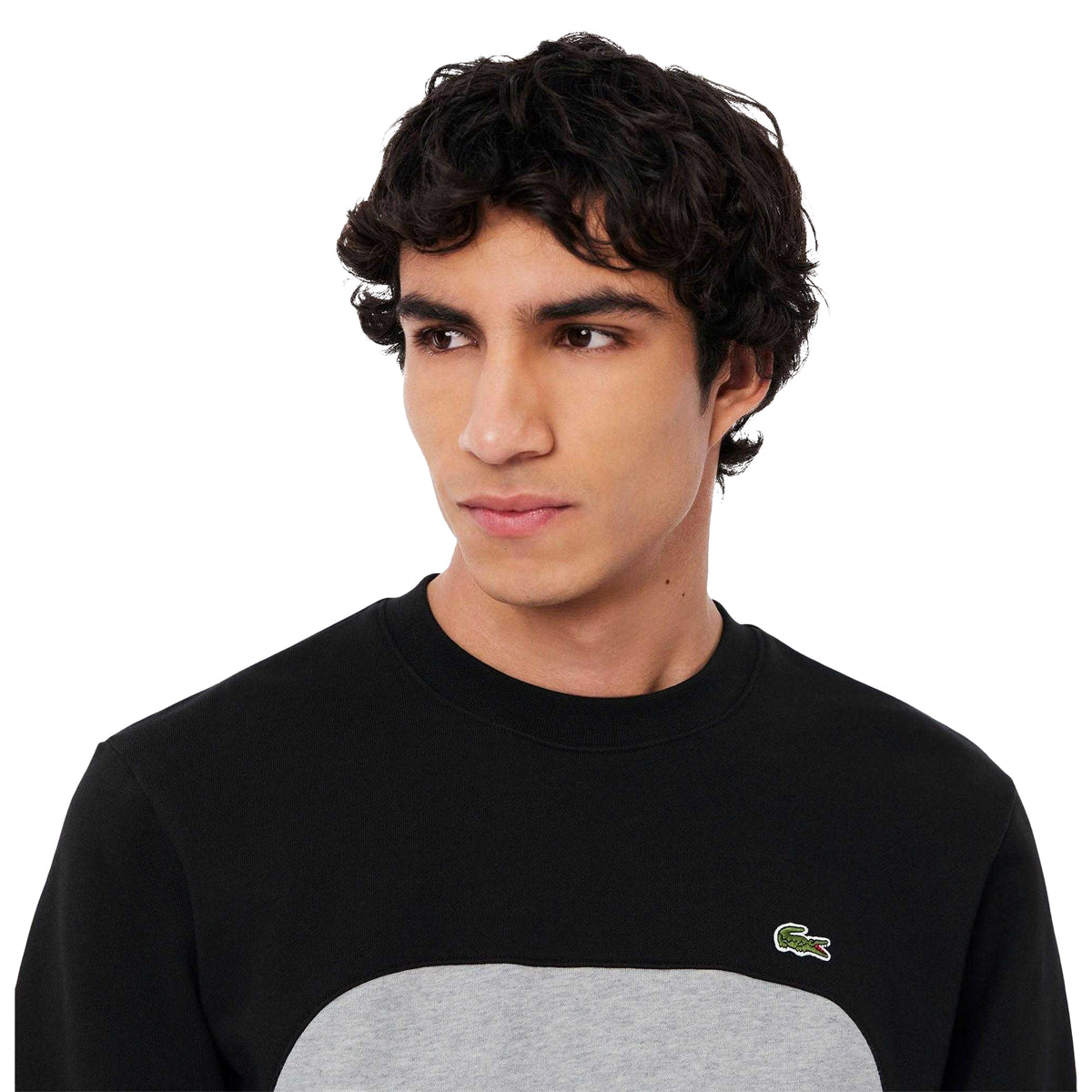 Grey-Black - Pack Shot - Lacoste Mens Colour Block Fleece Sweatshirt