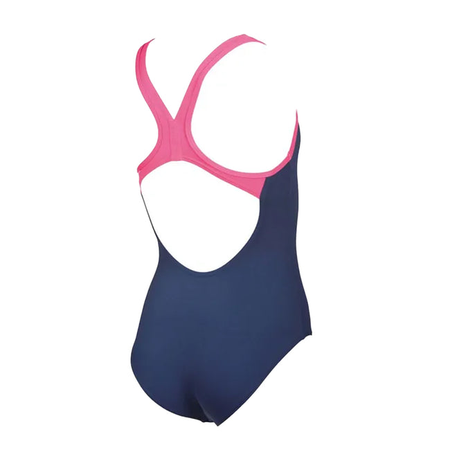 Navy-Pink - Lifestyle - Arena Girls Big Logo One Piece Swimsuit