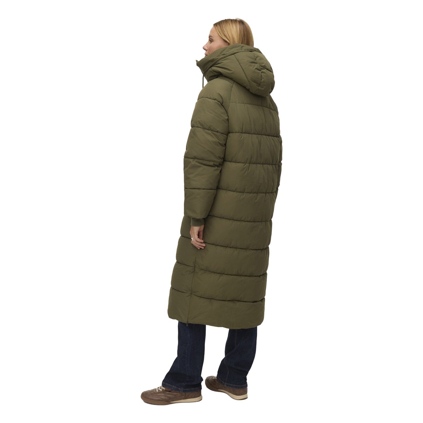 Green - Pack Shot - Vero Moda Womens-Ladies Elanor Laurie Long Length Padded Jacket