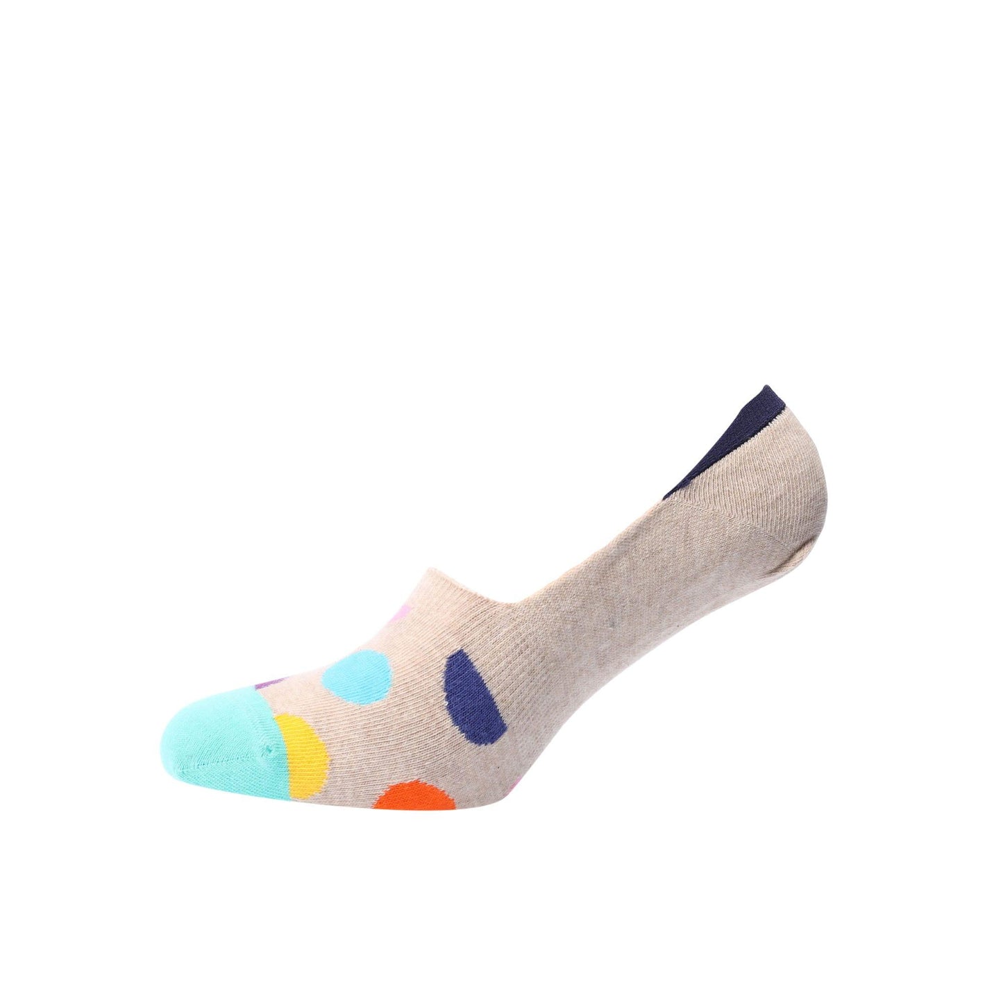 Beige - Back - Happy Socks Unisex Adult Big Dot Liner Socks