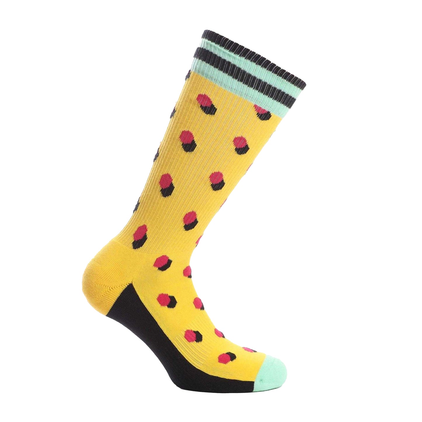 Yellow - Back - Happy Socks Unisex Adult Polka Dot Athletic Socks