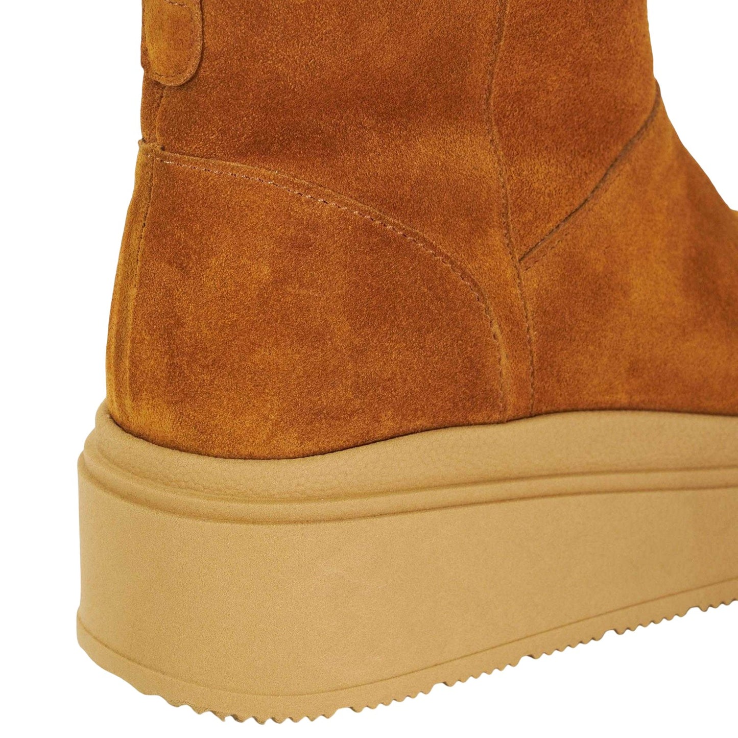 Tan - Pack Shot - Dune London Womens-Ladies Podsey Suede Shearling Ankle Boots