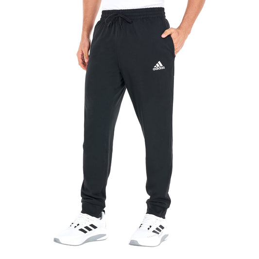 Black - Front - Adidas Mens Essentials Single Jersey Tapered Leg Jogging Bottoms
