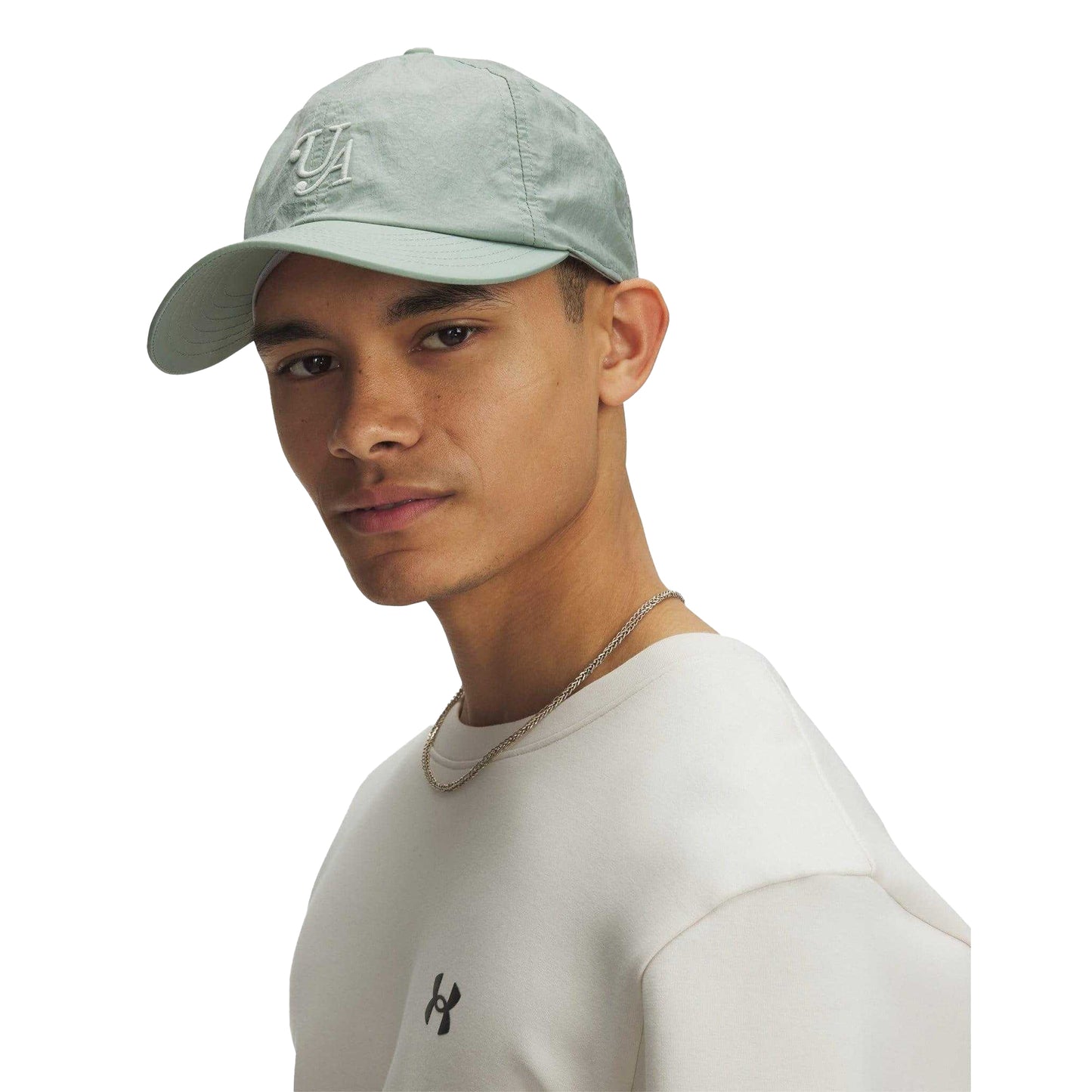 Green - Side - Under Armour Essential Adjustable Nylon Mid Profile Baseball Cap