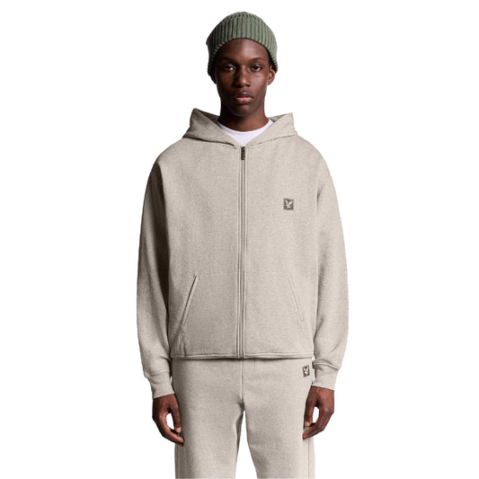 Beige - Front - Lyle & Scott Mens Lounge Full Zip Hoodie