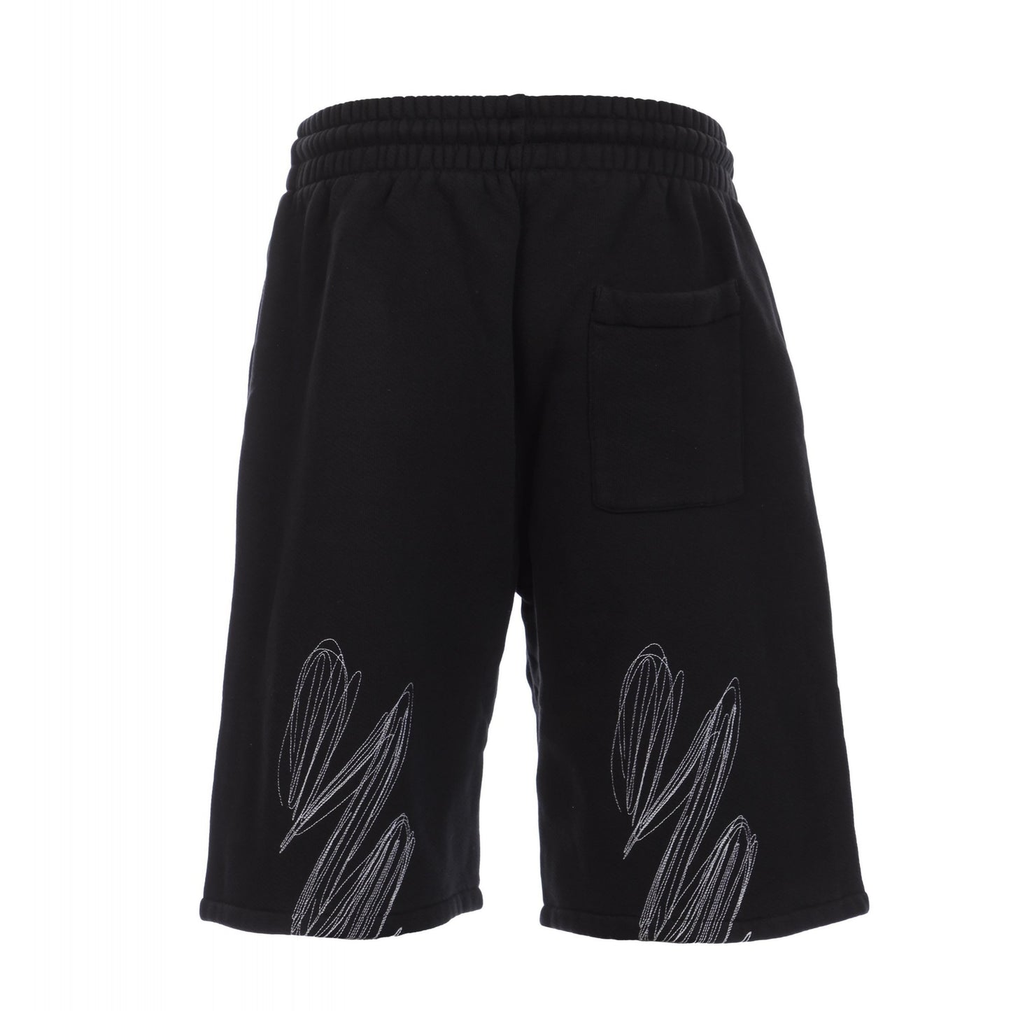 Black - Back - Off White Mens Scribble Diagonal Sweat Shorts