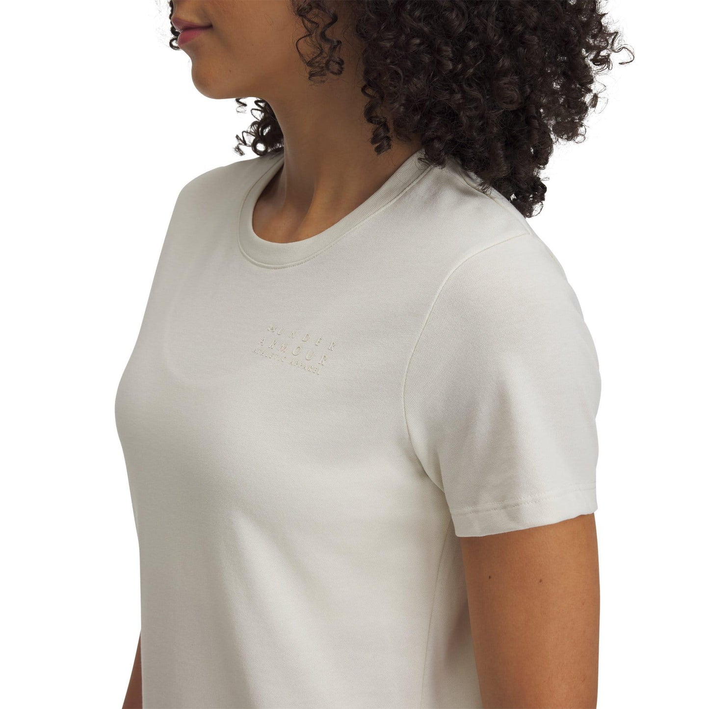White - Side - Under Armour Womens-Ladies Heavyweight Branded T-Shirt