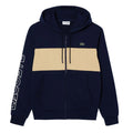 Navy - Front - Lacoste Mens Colour Block Full Zip Hoodie