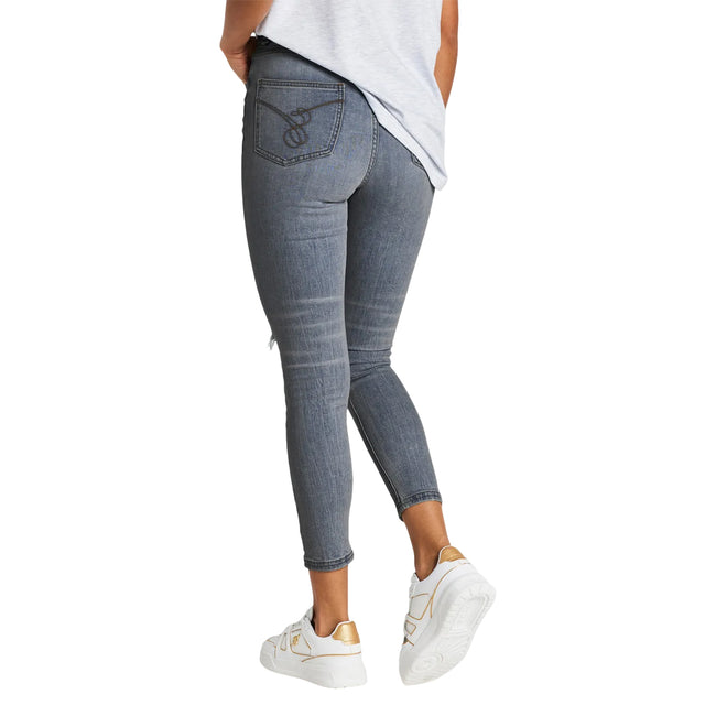 Blue - Back - SikSilk Womens-Ladies Distressed Jeans