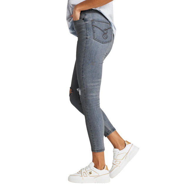 Blue - Side - SikSilk Womens-Ladies Distressed Jeans