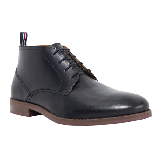 Black - Front - Dune London Mens Minato Leather Lace Up Ankle Boots