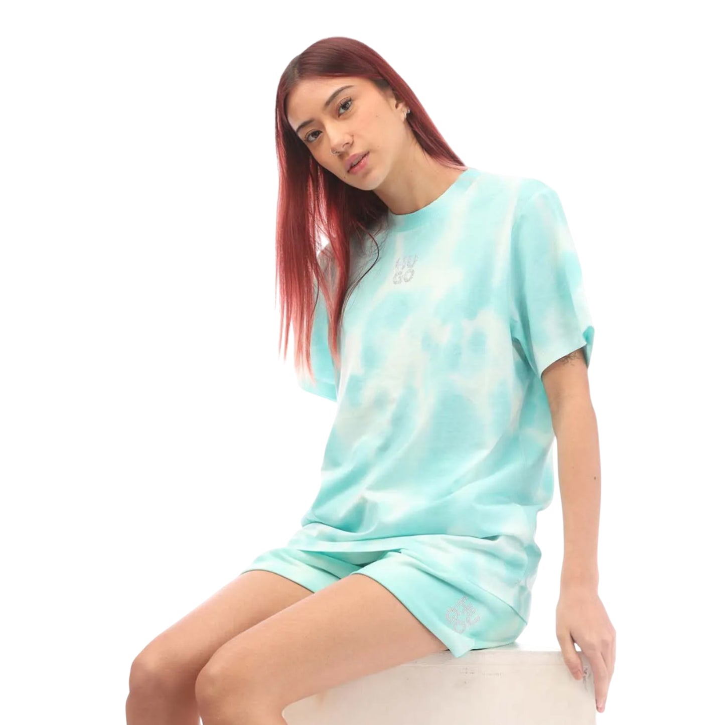 Blue-White - Side - Hugo Womens-Ladies Vintage Tie Dye T-Shirt