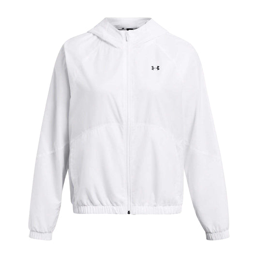 White - Front - Under Armour Womens-Ladies Rival Long-Sleeved Sport Windbreaker