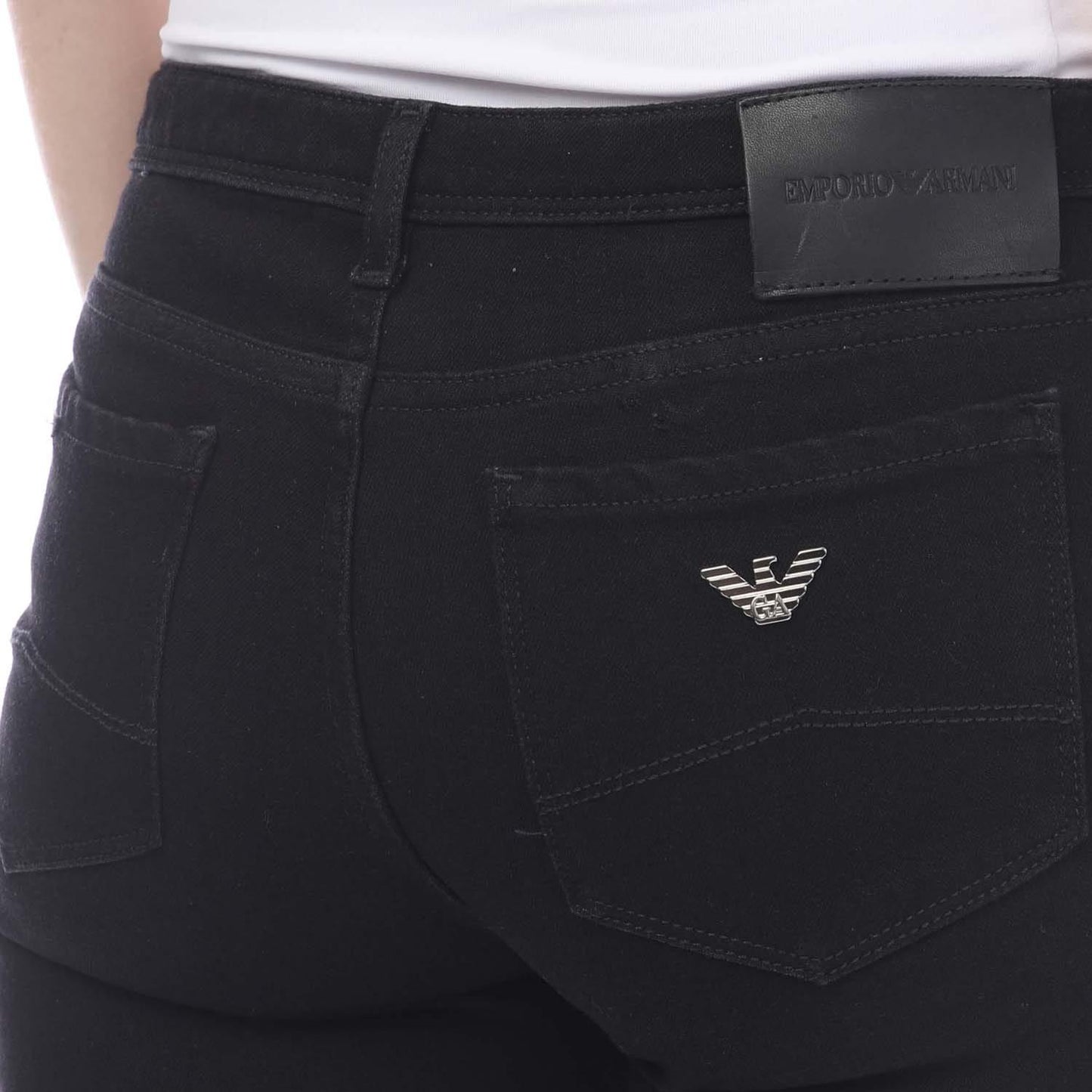 Black - Side - Emporio Armani Womens-Ladies J07 Regular Jeans
