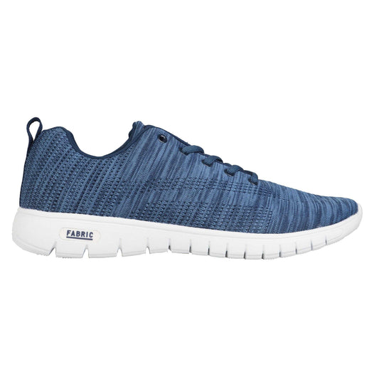 Blue - Front - Fabric Mens Flyer Woven Stripes Trainers