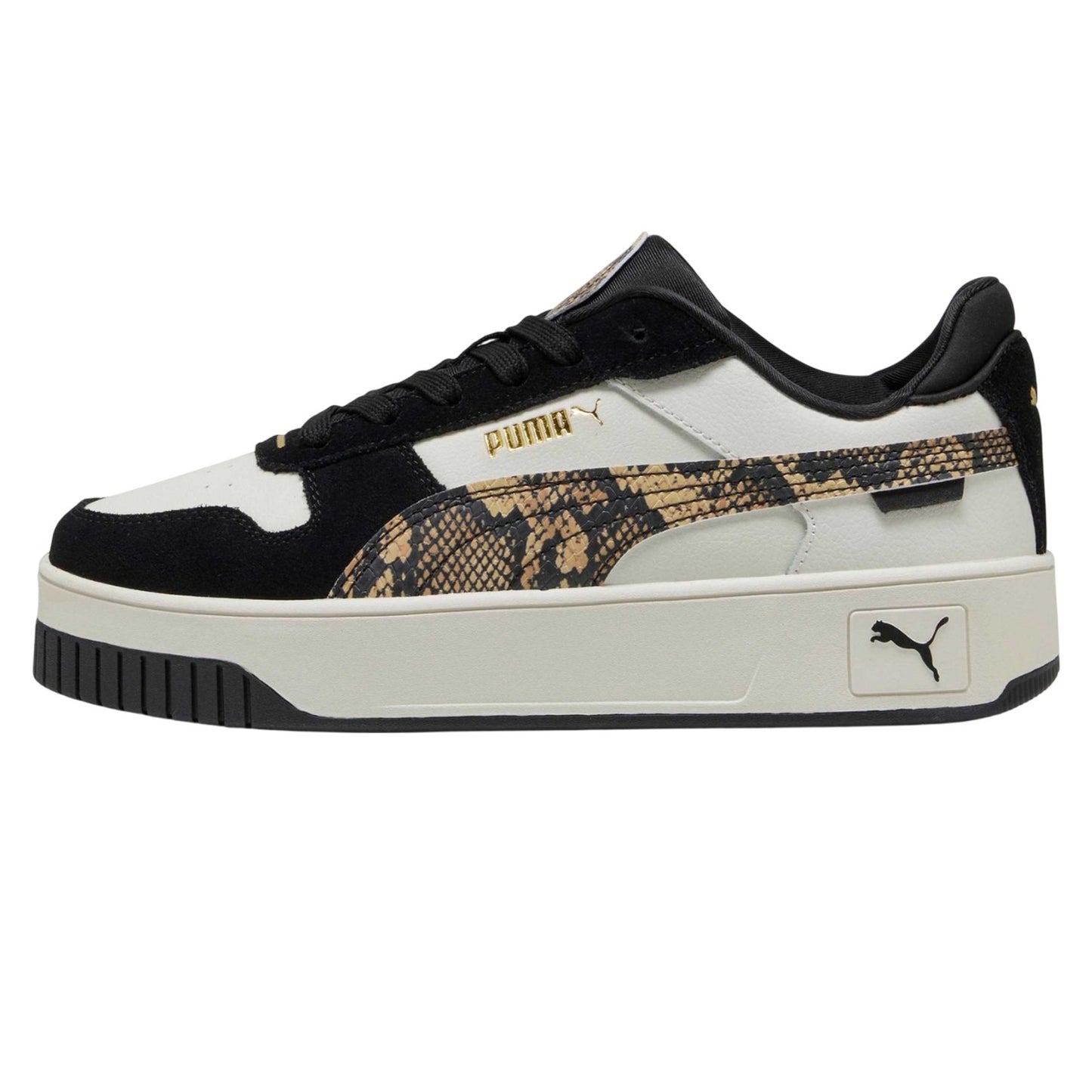Grey-Black - Back - Puma Womens-Ladies Carina Street Snake Leather Trainers