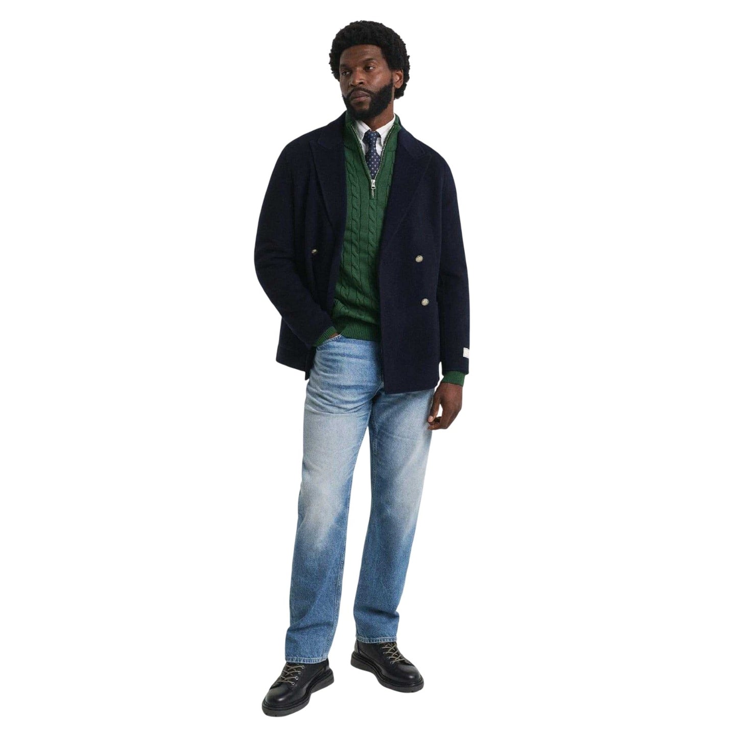 Green - Pack Shot - Gant Mens Cable Cotton Half Zip Fleece