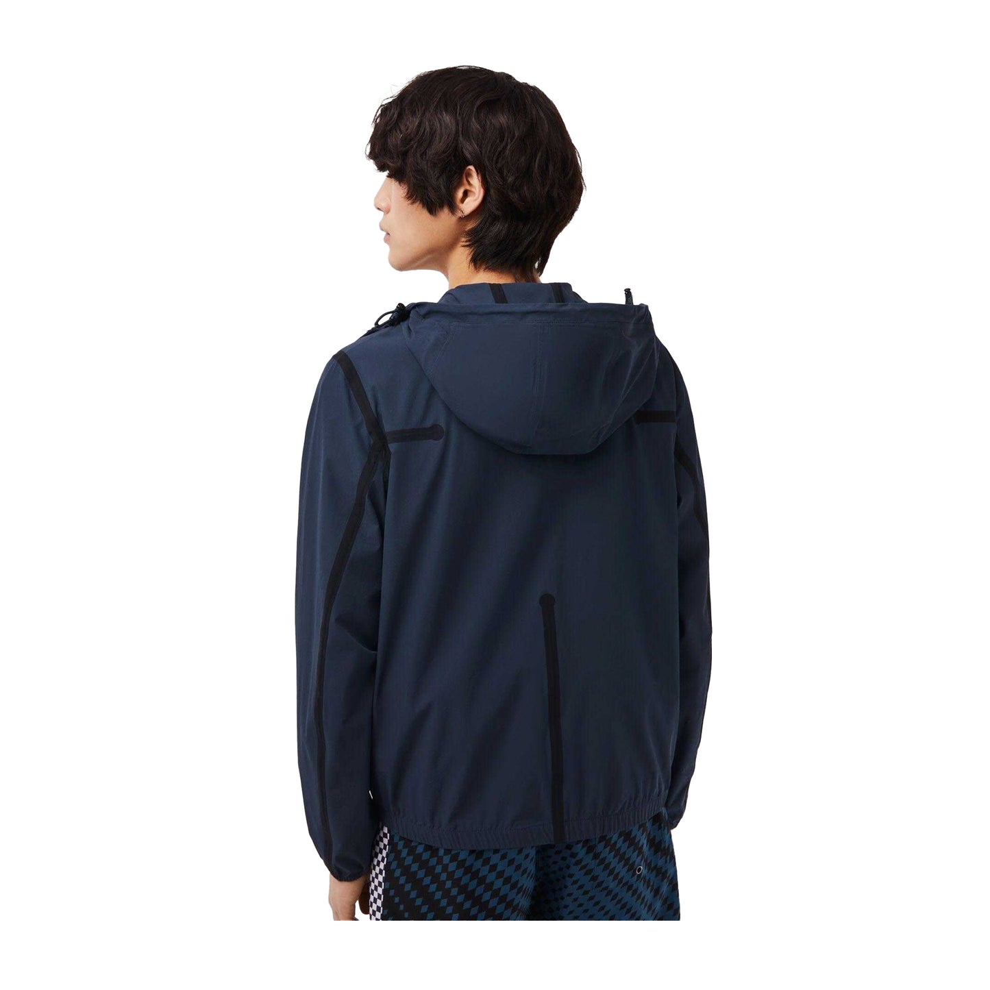 Blue - Back - Lacoste Mens Short Recycled Polyamide Track Jacket