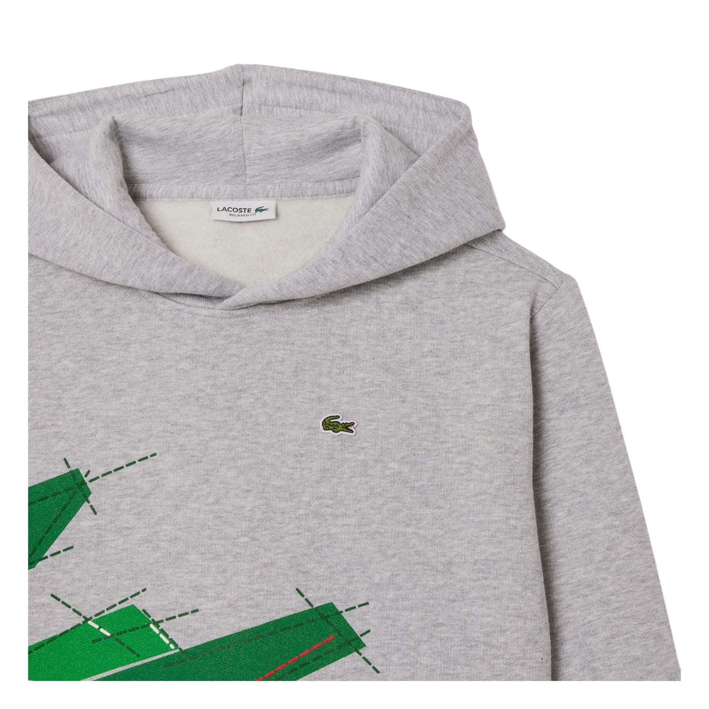 Grey - Side - Lacoste Childrens-Kids Logo Hoodie