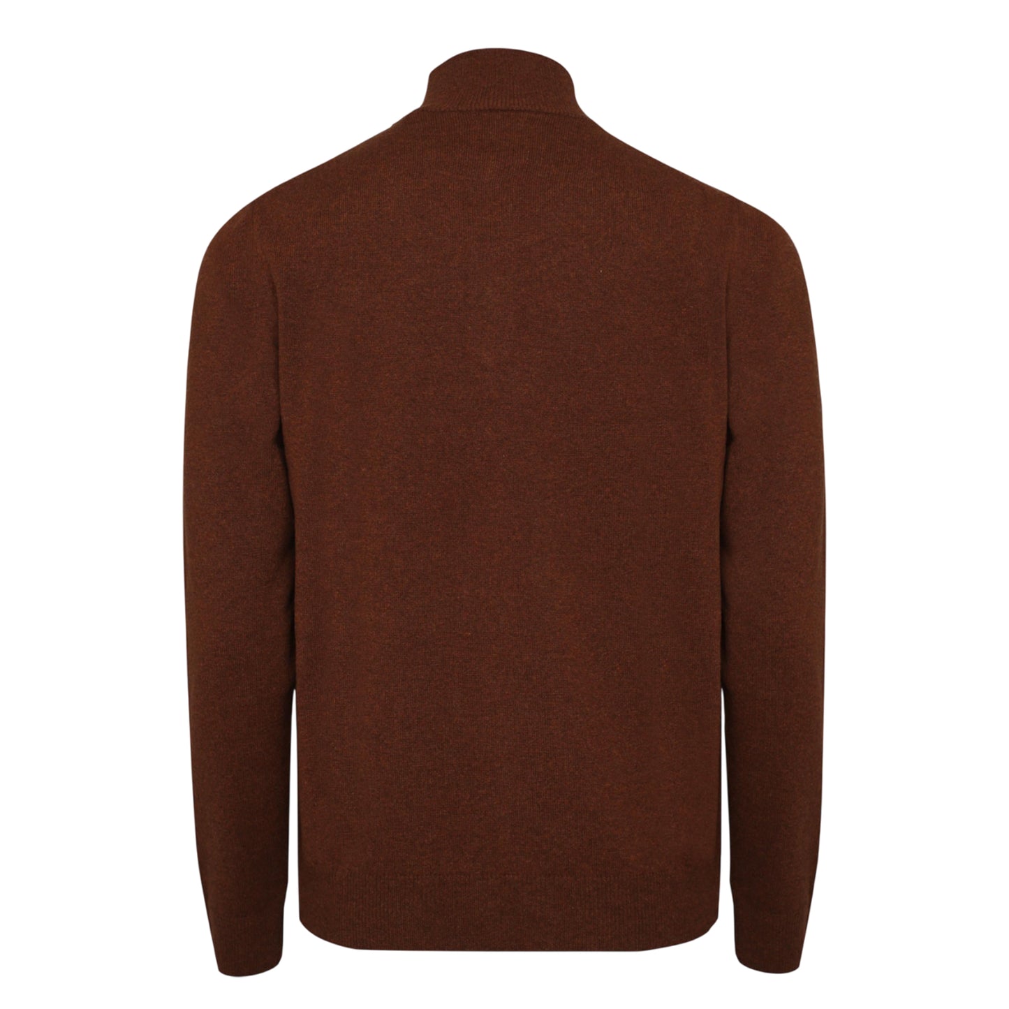 Brown - Back - Gant Mens Lambswool Half Zip Fleece