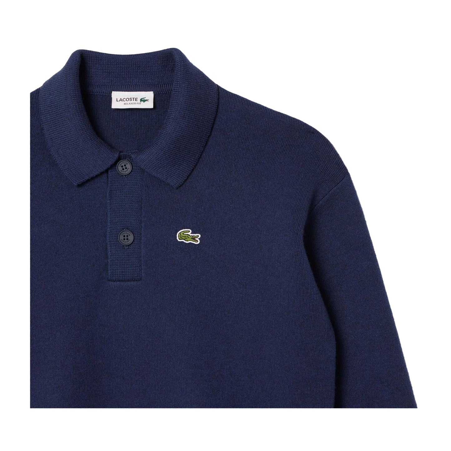 Navy - Side - Lacoste Childrens-Kids Long-Sleeved Polo Shirt