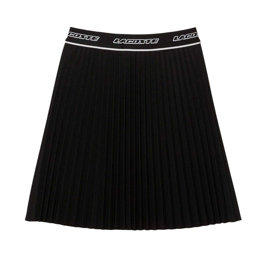 Black - Front - Lacoste Womens-Ladies Pleated Elasticated Waist Skirt