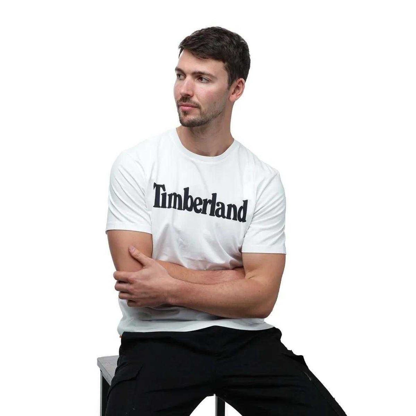 White - Lifestyle - Timberland Mens Kennebec River Logo T-Shirt