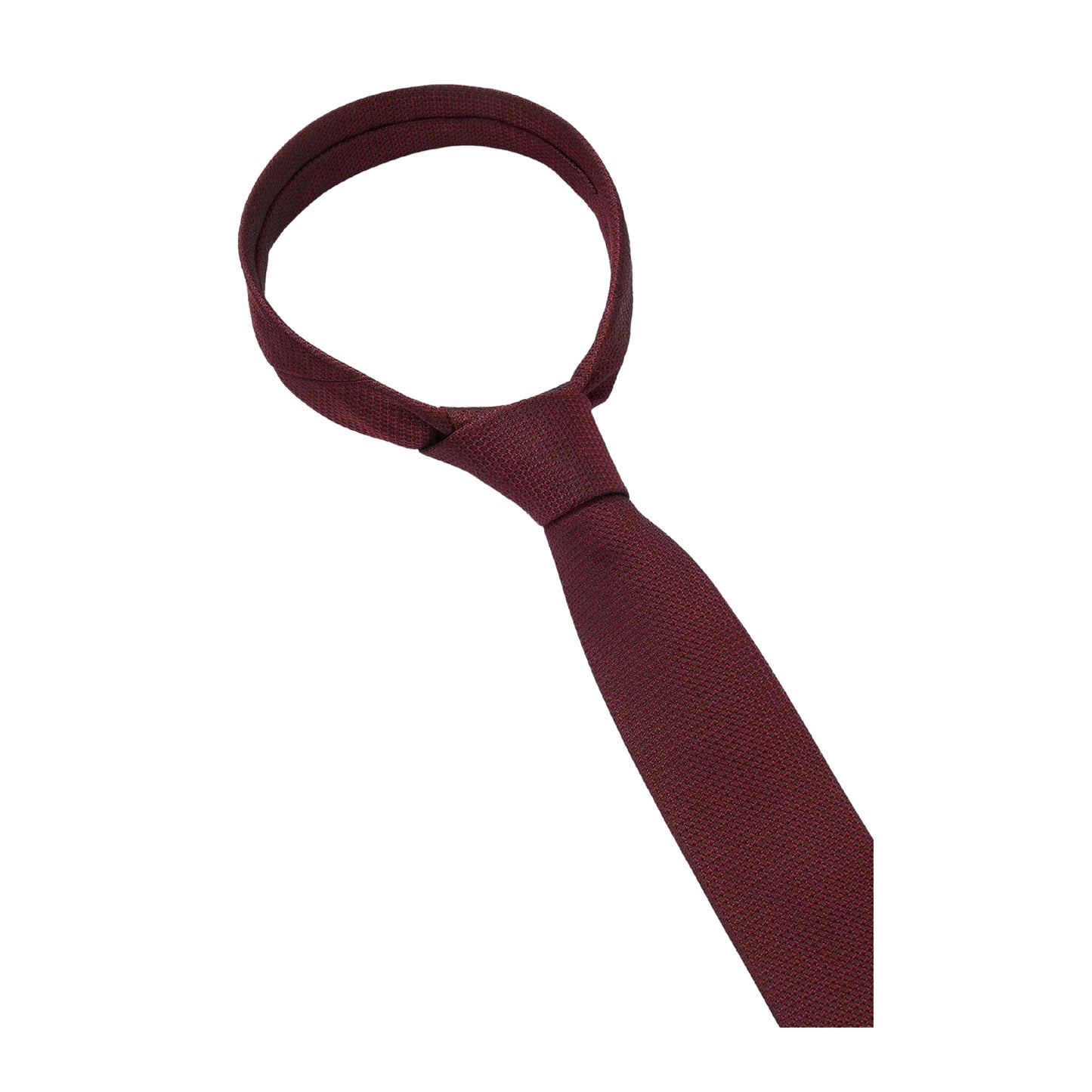 Red - Side - Boss Micro Grid Jacquard Tie