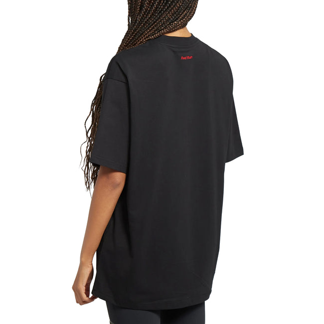 Black - Back - Red Run Womens-Ladies Inky Oversized T-Shirt