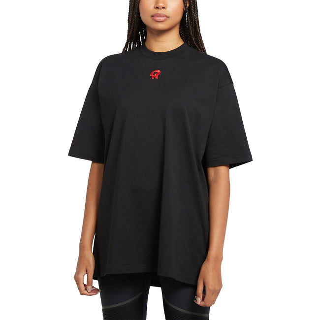 Black - Side - Red Run Womens-Ladies Inky Oversized T-Shirt