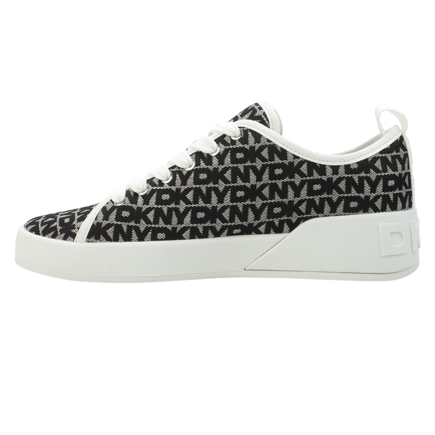 White-Black - Back - DKNY Womens-Ladies Mar Faux Leather Trainers