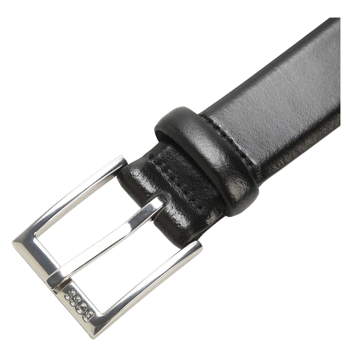 Black - Side - Boss Mens Elloy Leather Belt