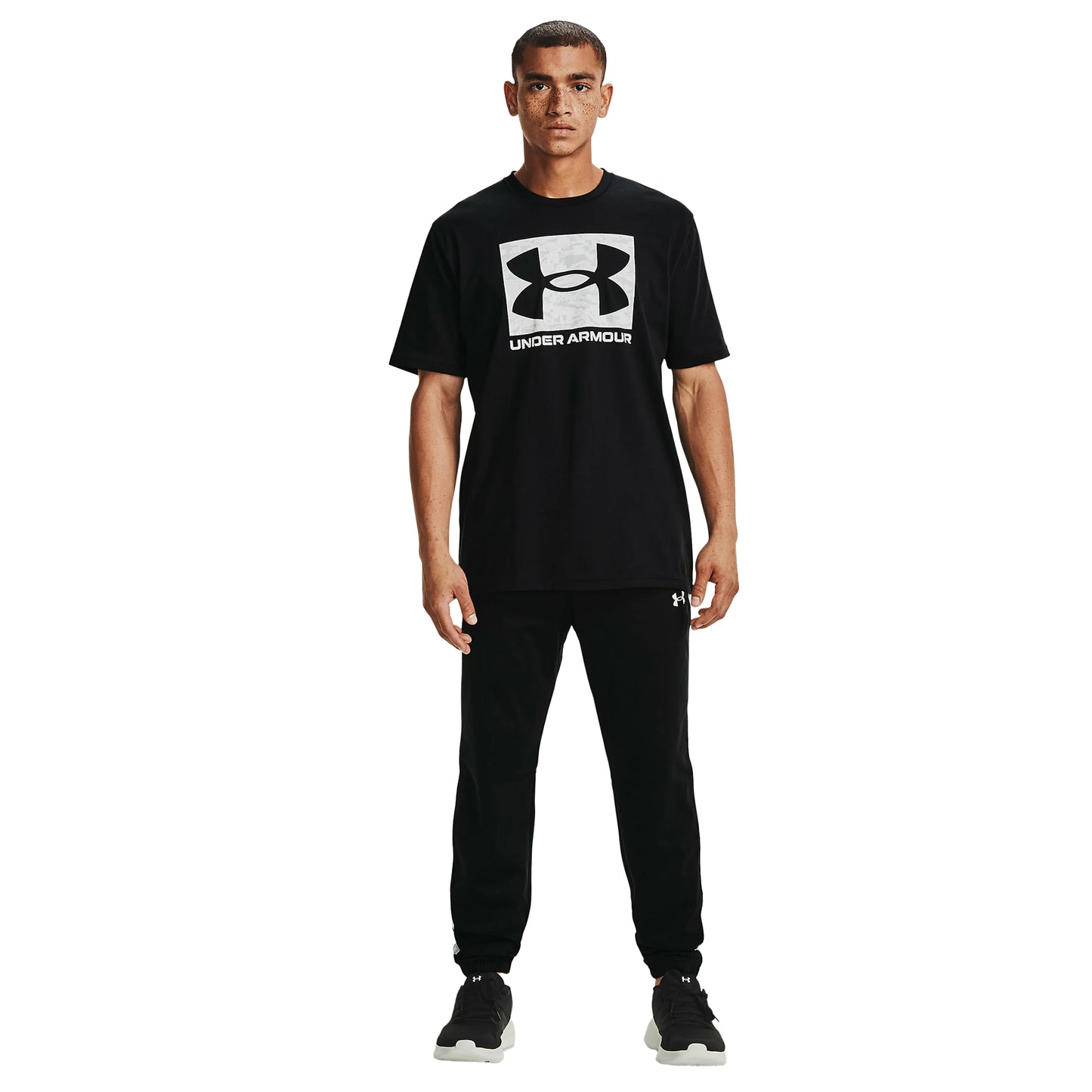 Black - Side - Under Armour Mens Camo Box T-Shirt