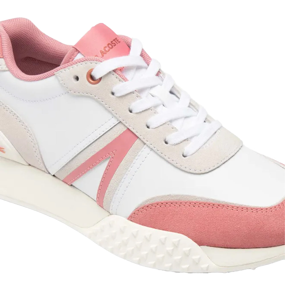 White-Pink - Lifestyle - Lacoste Womens-Ladies L-Spin Deluxe Leather Trainers