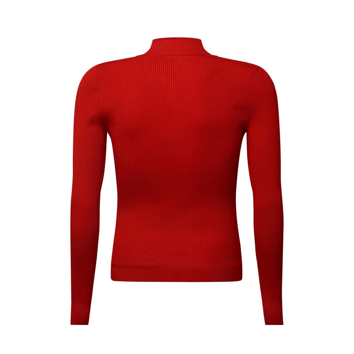 Red - Back - DKNY Womens-Ladies Logo Half Zip Long-Sleeved Sweater Top