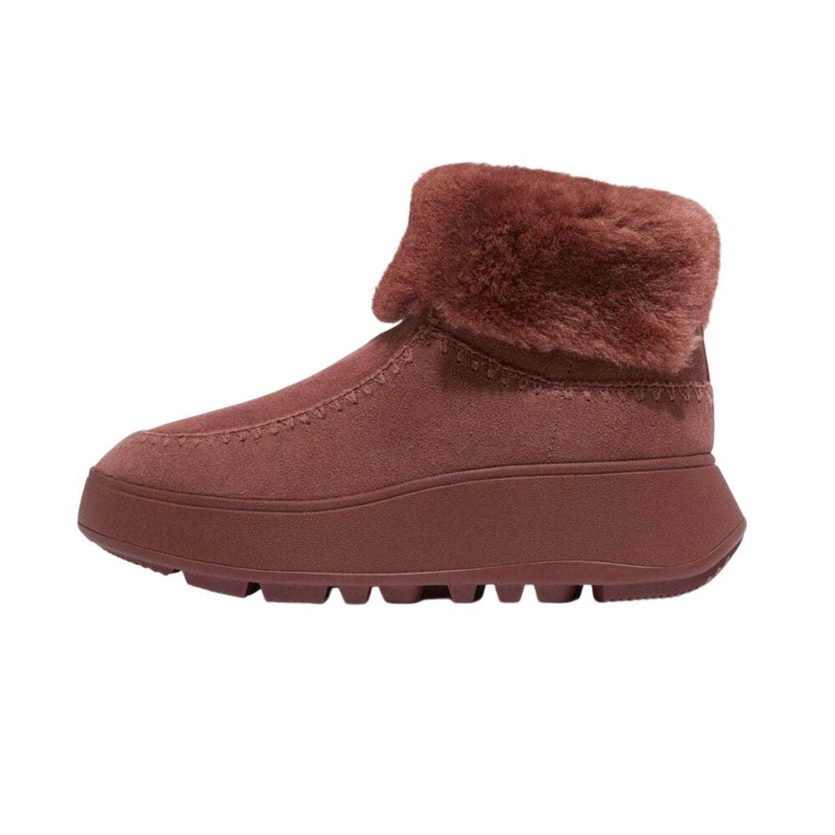 Brown - Pack Shot - Fit Flop Womens-Ladies F-Mode Shearling Flatform Boots
