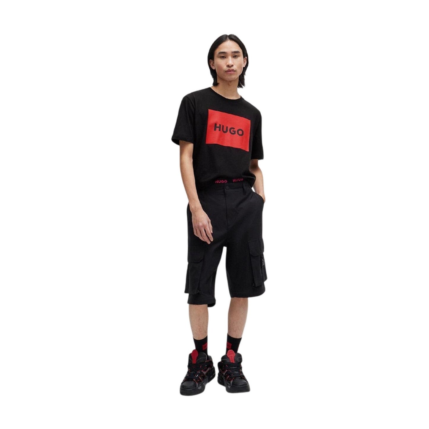 Black - Lifestyle - Hugo Mens Dulive Box Logo T-Shirt